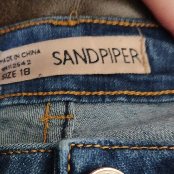 Sandpiper 18 Denim Ankle Pants with Pink Floral Embroidery - Picture 2 of 9